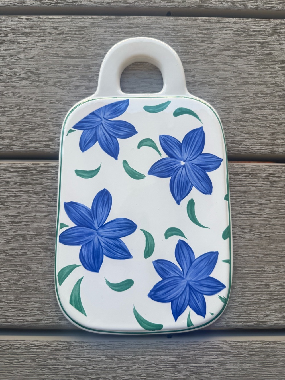R.B. Bernarda Portugal Hand-Painted Ceramic Cutting Board / Trivet Blue Floral
